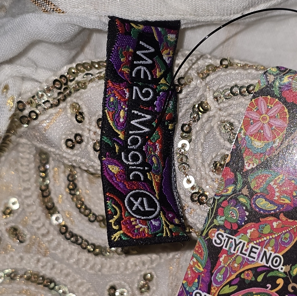 Anthropologie X Magic Me Cream And Metallic Gold Bohemian Lace Midi Dress SZ‎ XL - Picture 9 of 10